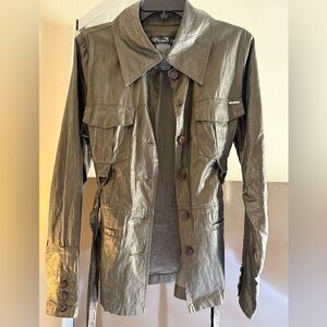 Da-Nang Olive Button-Up rain jacket
